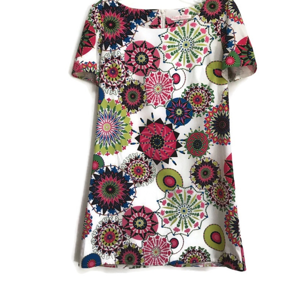 Day & Night Mini Dress Retro Short Sleeve Back zip Womens size 8